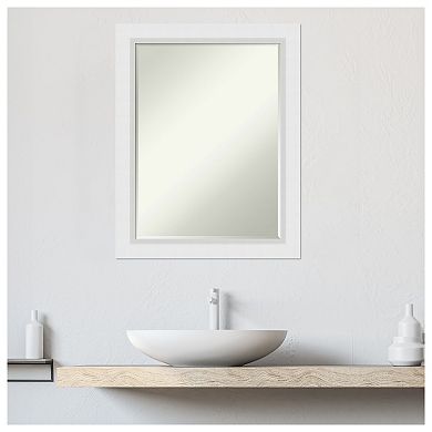 Blanco White Petite Bevel Wood Bathroom Wall Mirror