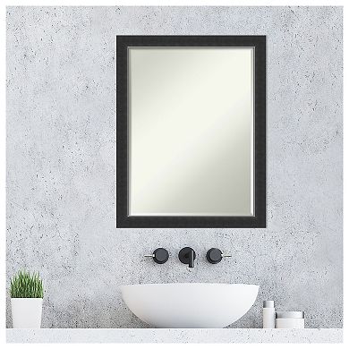 Corvino Black Narrow Petite Bevel Wood Bathroom Wall Mirror