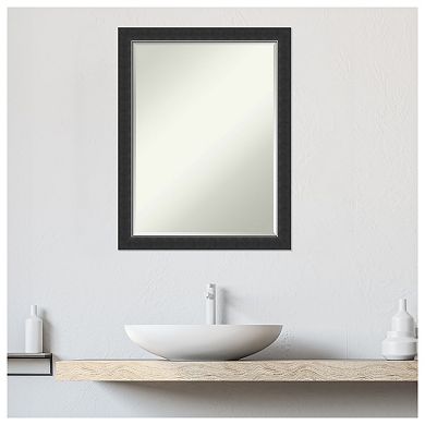 Corvino Black Narrow Petite Bevel Wood Bathroom Wall Mirror