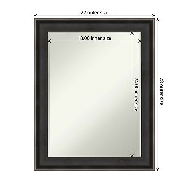 Allure Charcoal Petite Bevel Wood Bathroom Wall Mirror