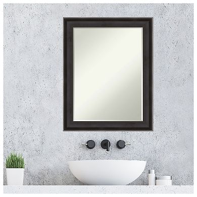 Allure Charcoal Petite Bevel Wood Bathroom Wall Mirror