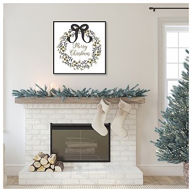 Merry Christmas Wreath by Andi Metz Framed Canvas Wall Art Print