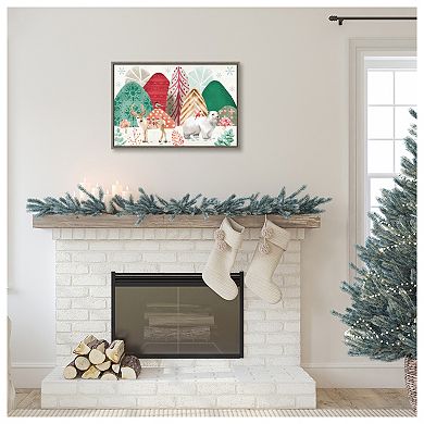 Snowy Christmas Critters I by Dina June Framed Canvas Wall Art Print