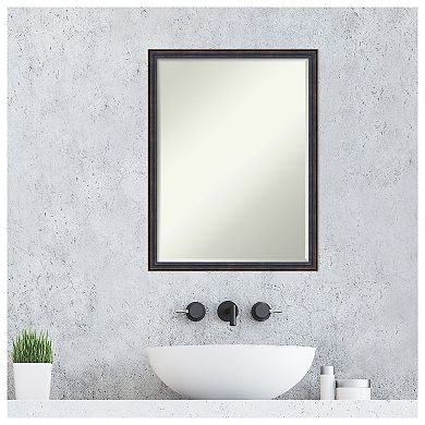 Dark Bronze Scoop Petite Bevel Wood Bathroom Wall Mirror