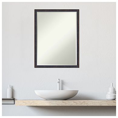 Dark Bronze Scoop Petite Bevel Wood Bathroom Wall Mirror
