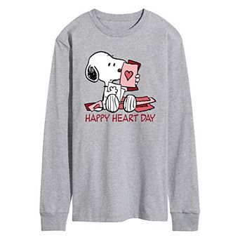 Men's Peanuts Happy Heart Day Long Sleeve Graphic Tee