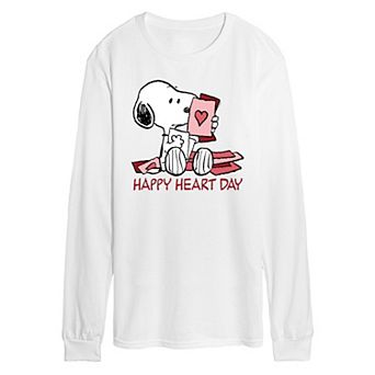 Men's Peanuts Happy Heart Day Long Sleeve Graphic Tee