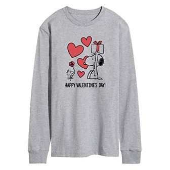 Men's Peanuts Happy Valentines Day Long Sleeve Graphic Tee
