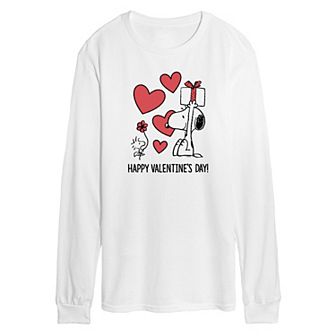 Men's Peanuts Happy Valentines Day Long Sleeve Graphic Tee