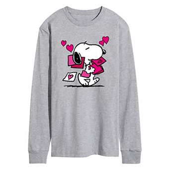 Men's Peanuts Snoopy Valentines Cards Long Sleeve Graphic Tee