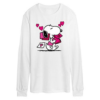 Men's Peanuts Snoopy Valentines Cards Long Sleeve Graphic Tee