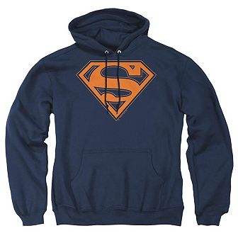 Superman Navy & Orange Shield Adult Pull Over Hoodie