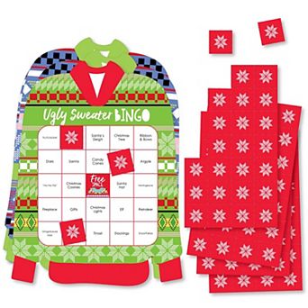 Big Dot Of Happiness Wild & Ugly Sweater Party - Christmas Shaped Bingo Game 18 ct