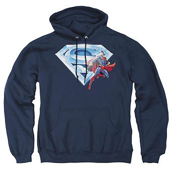Superman Superman & Crystal Logo Adult Pull Over Hoodie