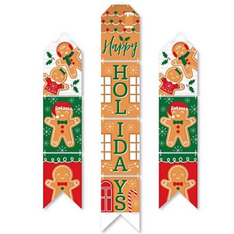 Big Dot of Happiness Gingerbread Christmas - Hanging Vertical Paper Door Banners - Gingerbread Man Holiday Party Wall Decor Kit - Indoor Door Decor