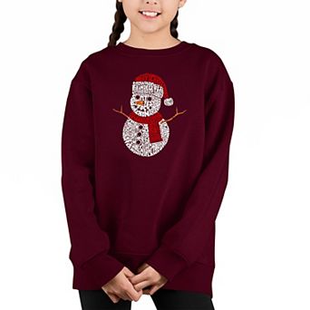 Christmas Snowman - Girl's Word Art Crewneck Sweatshirt