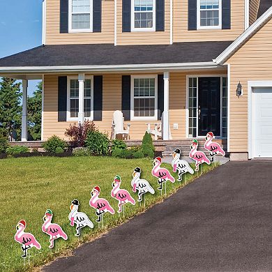 Big Dot of Happiness Flamingle Bells - Outdoor Tropical Christmas Yard Decorations - 10 Piece
