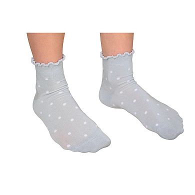 Women's Stylish Polka Low Cut Lettuce Edge Ruffle Dot Socks
