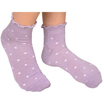 Women's Stylish Polka Low Cut Lettuce Edge Ruffle Dot Socks
