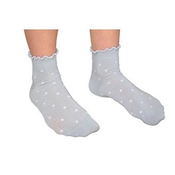 Women's Stylish Polka Low Cut Lettuce Edge Ruffle Dot Socks