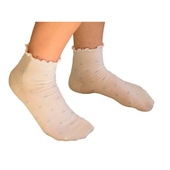 Women's Stylish Polka Low Cut Lettuce Edge Ruffle Dot Socks