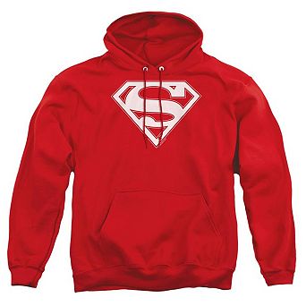 Superman Red & White Shield Adult Pull Over Hoodie