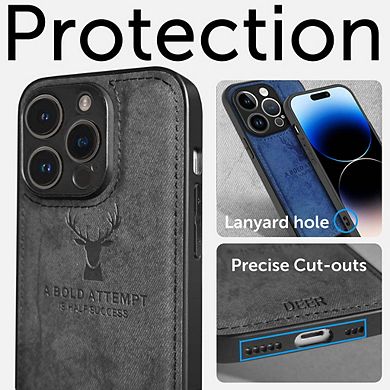 Alpha Digital Iphone 14pro - Protective Case W/ Luxury Soft Cloth & Deer Design- Anti-dirt/shock