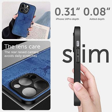 Alpha Digital Iphone 14pro - Protective Case W/ Luxury Soft Cloth & Deer Design- Anti-dirt/shock