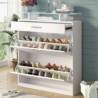 Merax Free Standing Shoe Rack With Led Light For Hallway