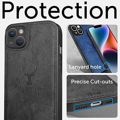 Alpha Digital Iphone 14plus - Protective Case W/ Luxury Soft Cloth & Deer Design- Anti-dirt/shock