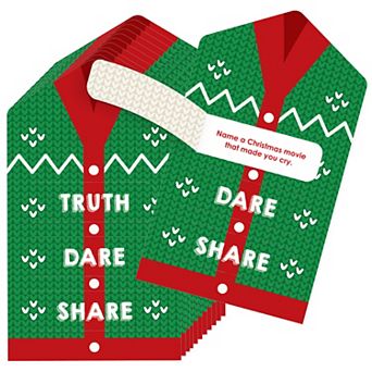 Big Dot Of Happiness Ugly Sweater Christmas Game Cards Truth, Dare, Share Pull Tabs 12 ct
