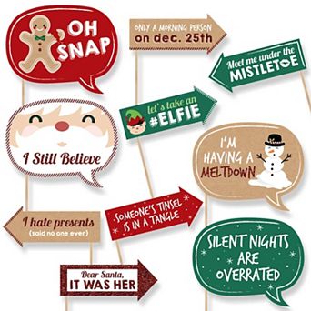 Big Dot Of Happiness Funny Christmas - Holiday & Christmas Party Photo Booth Props - 10 pc