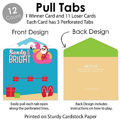 Big Dot Of Happiness Tropical Christmas Holiday Party Game Cards Pull Tabs 3-in-a-row 12 Ct