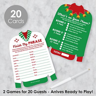Big Dot Of Happiness Ugly Sweater Holiday And Christmas Party Cards Activity Duo Games 20 Ct