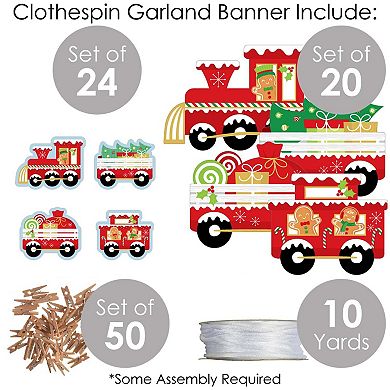 Big Dot Of Happiness Christmas Train Holiday Party Diy Decor Clothespin Garland Banner 44 Pc