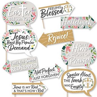 Big Dot Of Happiness Funny Religious Easter - Christian Holiday Party Photo Booth Props 10 pc