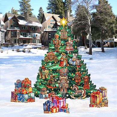 48-Inch Nutcracker Christmas Tree Set Outdoor Indoor Wooden Handcrafted Decor by G. Debrekht