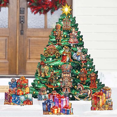48-Inch Nutcracker Christmas Tree Set Outdoor Indoor Wooden Handcrafted Decor by G. Debrekht