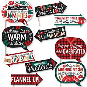 Big Dot Of Happiness Funny Christmas Pajamas - Holiday Party Photo Booth Props Kit - 10 pc