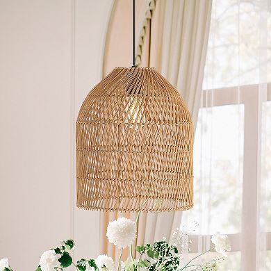 Koda Farmhouse Coastal Bohemian Rattan Led Pendant