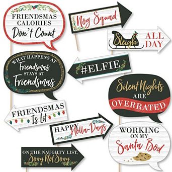Big Dot Of Happiness Funny Rustic Merry Friendsmas Friends Christmas Photo Booth Props 10 pc