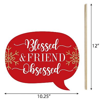 Big Dot Of Happiness Funny Red & Gold Friendsmas - Friends Christmas Photo Booth Props 10 Pc