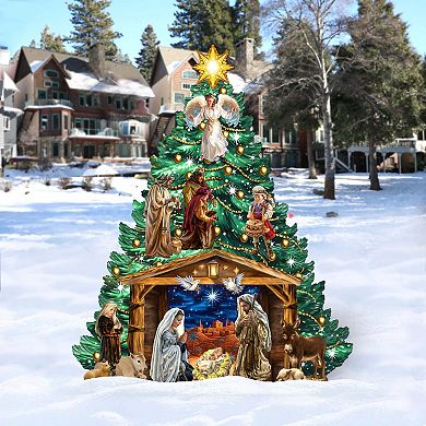 Nativity Christmas Tree Outdoor Indoor Decor Wooden Decor By D. Gelsinger