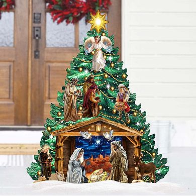 Nativity Christmas Tree Outdoor Indoor Decor Wooden Decor By D. Gelsinger