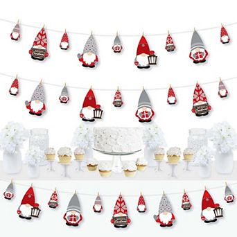 Big Dot Of Happiness Christmas Gnomes - Holiday Party Decor - Clothespin Garland Banner 44 pc