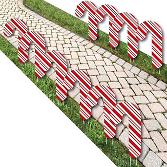 Big Dot of Happiness Candy Cane - Outdoor Holiday and Christmas Yard Decorations - 10 pc