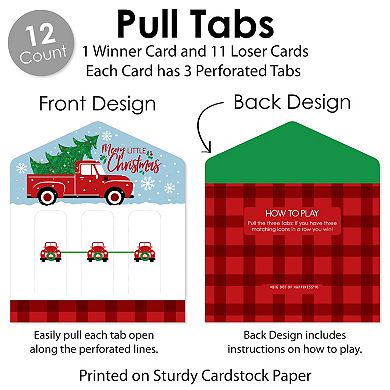 Big Dot Of Happiness Merry Little Christmas Tree Party Game Cards Pull Tabs 3-in-a-row 12 Ct
