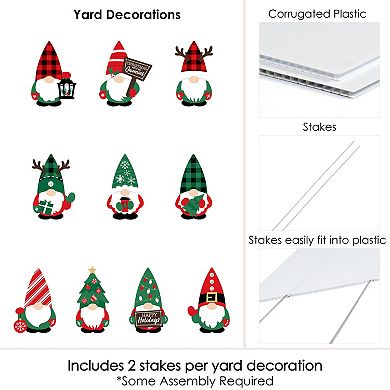Big Dot of Happiness Red and Green Holiday Gnomes - Outdoor Christmas Yard Decorations - 10 Piece