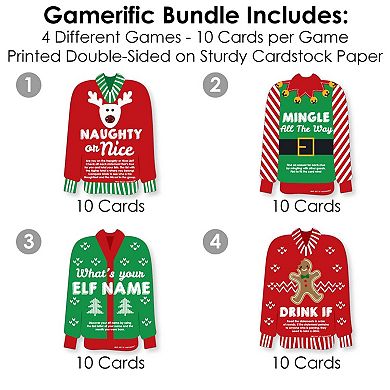 Big Dot Of Happiness Ugly Sweater 4 Christmas Party Games 10 Cards Each Gamerific Bundle