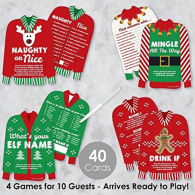 Big Dot Of Happiness Ugly Sweater 4 Christmas Party Games 10 Cards Each Gamerific Bundle